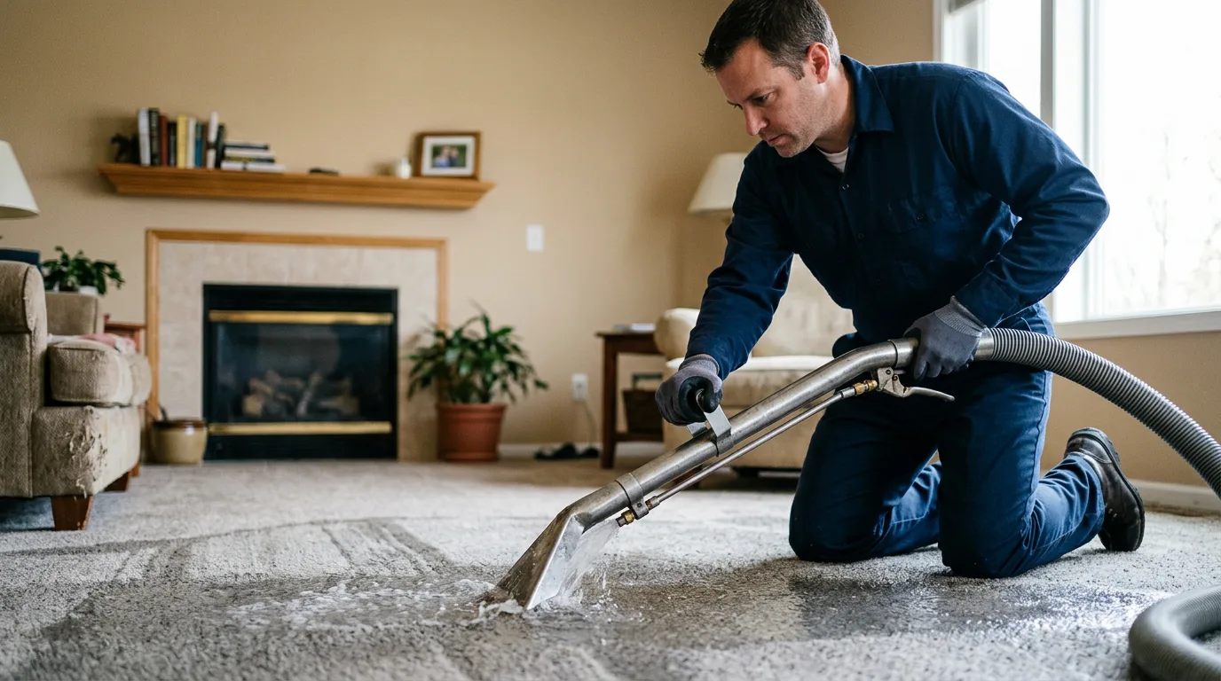 Water damage restoration technician working near Pineland, TX